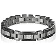Fancy Triple Cubic Zirconia Round Stainless Steel Link Bracelet