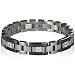 Fancy Triple Cubic Zirconia Round Stainless Steel Link Bracelet