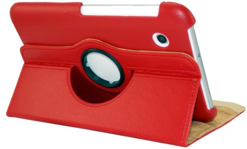 Shenit Multi Angle Stand 360 Rotatif en cuir Housse Folio pour Samsung Galaxy Tab 2 7.0 P3110/P3100 - rouge