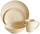 Tag Ringlet Stoneware 16 Piece Dinnerware Set Service for 4 Taupe