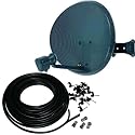 Satellite dish and Quad LNB 20m full kit. Self install Zone 1 Sky Freesat Dish with cables and our dish pointer tool.