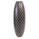 Handmade Sleek Mango Wood Flower Bud Vase With Dramatic Carved Line Accents
