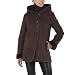 BGSD Women's Hooded Faux Shearling Coat with Faux Leather Trim - Chocolate M
