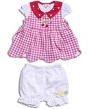 Le Top Cherries Ladybug Check Petal Dress & Eyelet Panty Set