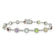 Sterling Silver Genuine Garnet, Amethyst, Citrine, Blue Topaz, and Peridot Diamond Accent Tennis Bracelet