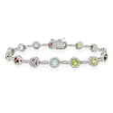 Sterling Silver Genuine Garnet, Amethyst, Citrine, Blue Topaz, and Peridot Diamond Accent Tennis Bracelet