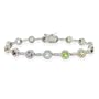 Sterling Silver Genuine Garnet, Amethyst, Citrine, Blue Topaz, and Peridot Diamond Accent Tennis Bracelet