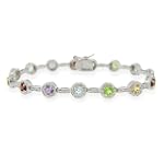 SAVE $40.01 - Sterling Silver Genuine Garnet, Amethyst, Citrine, Blue Topaz, and Peridot Diamond Accent Tennis Bracelet $39.99