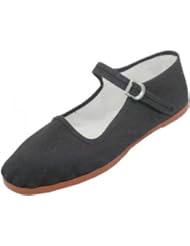 Womens Cotton Mary Jane Shoes Ballerina Ballet Flats Shoes (10, Black 114)
