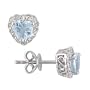 10k White Gold 1/10 Carat Diamond and 4/5 Carat Aquamarin Earrings