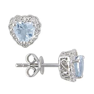 10k White Gold 1 10 Carat Diamond and 4 5 Carat Aquamarin Earrings by 