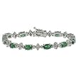 14K White Gold Emerald and Diamond Bracelet