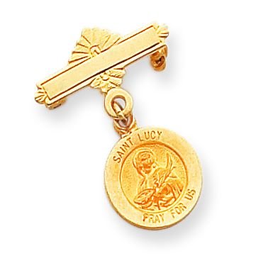 14k Saint Lucy Medal Pin