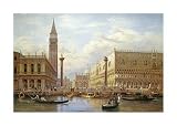 A View of The Piazzetta With The Doges Palace From The Bacino, Venice - Salomon Corrodi Art Print Poster - 26 x 18.5