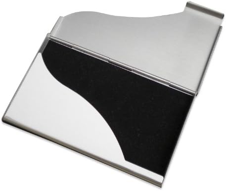 Business Card Holder for Men & Women - Stainless Steel, Curved Lid, Felt-lined, Professional