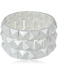 Steve Madden Silver Pyramid Stretch Bracelet, 7.5"