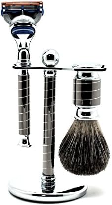 3 In 1 Shaving Set Grooming Kit Pure Badger Shaving Brush, Fusion Razor Chrome Stand Include