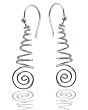 Fun & Funky! Sterling Silver Corkscrew Spiral Dangle Earrings by ACOMO 2" Drop
