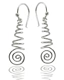 Fun & Funky! Sterling Silver Corkscrew Spiral Dangle Earrings by ACOMO 2" Drop