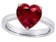 5.00 cttw 925 Sterling Silver Silver Large Heart Shape Solitaire Engagement Ring with Lab Created Ruby