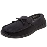 Dearfoams Mens Microfiber Suede Boater Moccasin