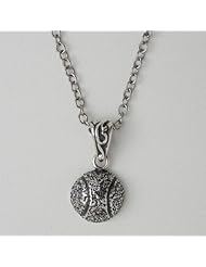 Tennis Ball Necklace Sterling Silver on 18 Inch Stainless Steel Link Chain