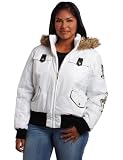 Southpole Juniors Plus Size Faux Fur Hooded Utility Detail Logo Jacket