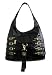 Dylan Black Textured effect Patent Leather Hobo Shoulder Bag with Gold Trims -- SwankySwans