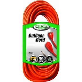 Coleman Cable 02308 16/3 Vinyl Outdoor Extension Cord, Orange, 50-Feet