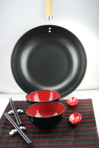 Wokpfanne Wok Set 11 Teilig 30cm Antihftbeschichtet 