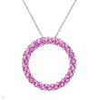 Circle Necklace With 2.00ctw Created Sapphires Made of White Gold Length 18in