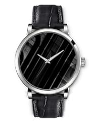 SPRAWL Aanalog Fashion Series Silver Ladies Watches of Genuine Black Leather Strap,Unique Wrist Watch for Women Girls Designed with Black bars