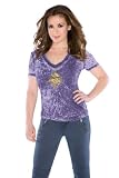 Minnesota Vikings Women's Fade Route Crystals V-Neck T-Shirt - by Alyssa Milano