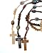 Set of 3 Carved Color Wooden Rosary Wood with Photographs Dark Brown, Medium Brown, Light Brown
