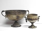 Embossed Oval Centerpiece Pedestal Bowl w/Handlesl