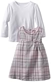 Calvin Klein Girls 2-6X Plaided Jumper With Long Sleeve Tee