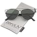 zeroUV - Modern Fashion Full Metal Crossbar Technologic Flat Lens Aviator Sunglasses 54mm (Black-Black / Green)