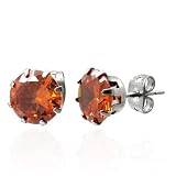 Urban Male Mens 6mm Orange CZ Stainless Steel Stud Earrings