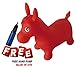 SUESPORT Horse Hopper Kit, Pump Included, Inflatable Jumping Horse, Space Hopper, Ride-on Bouncy Animal Hopper, Sit and Bounce, Red