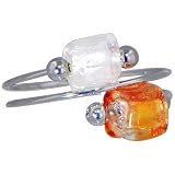 Orange And White Murano Glass Ring