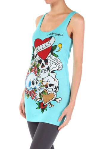 Ed Hardy Women's Sweater Tank Dress ehw4159 Light Blue (Small, Light Blue)