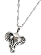 925 Sterling Silver 29mm Elephant Head Pendant & Twisted Rolo Chain Necklace Set - Anti-Tarnish Rhodium Overlay