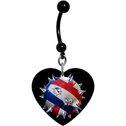 Black Heart Spiked Volleyball Belly Ring