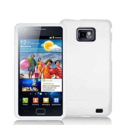 Electromaster(TM) Brand - White Rubberized Snap-On Hard Skin Case Cover for Samsung Galaxy S2 i9100 / Attain-ElectroMaster