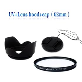 New View 62mm Hood+Cap+UV Lens cap Hood Ultra-thin High transmittance Protect the camera lens SLR camera lens accessory kit