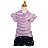 Girls Infant Toddler Purple Striped Polo Shirt Jean Skirt Apple Outfit