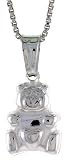 Sterling Silver Small Hollow Teddy Bear Pendant