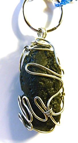 Keyring, Wire Wrapped Tektite Meteorite Pendant