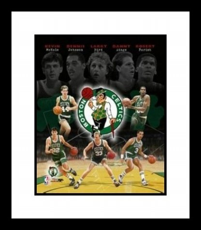 Larry Bird, Kevin McHale, Robert Parish, Danny Ainge and Dennis Johnson Boston Celtics NBA Framed 8x10 Photograph Legacy Legends Collage
