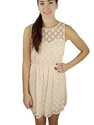 Nylon/Tulle Polka Dot Print Sweetheart Sleeveless Keyhole Illusion Lace Mesh Spring  Dress